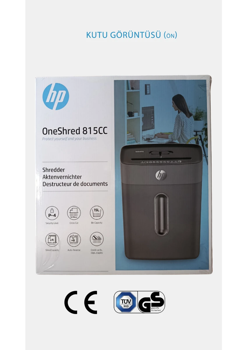 HP Oneshred 815CC Evrak Imha Makinesi Çapraz/konfeti Kesim -5mm x 18MM-15LT